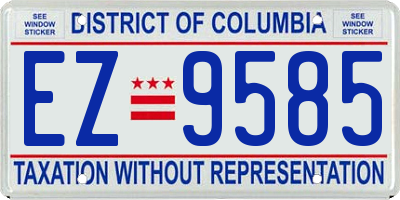 DC license plate EZ9585