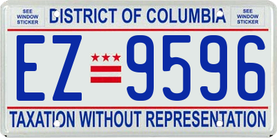 DC license plate EZ9596