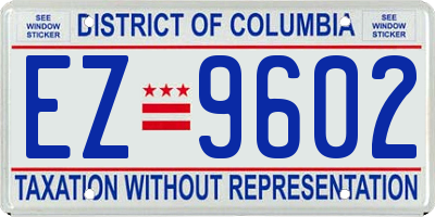 DC license plate EZ9602