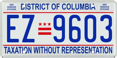 DC license plate EZ9603