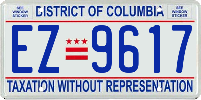 DC license plate EZ9617