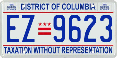 DC license plate EZ9623