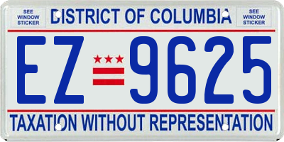 DC license plate EZ9625