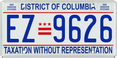 DC license plate EZ9626