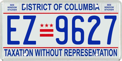 DC license plate EZ9627