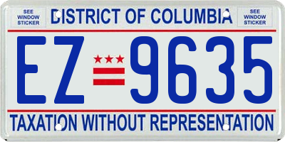 DC license plate EZ9635