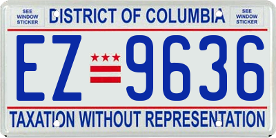 DC license plate EZ9636