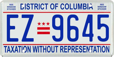 DC license plate EZ9645