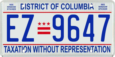 DC license plate EZ9647