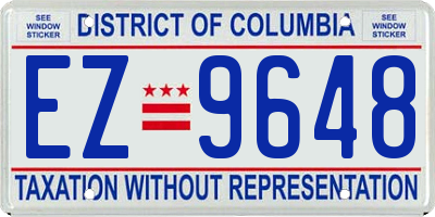 DC license plate EZ9648