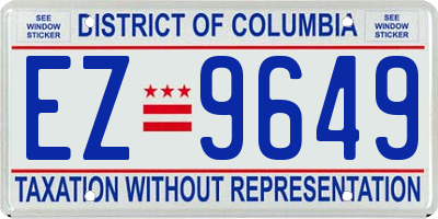 DC license plate EZ9649