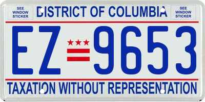 DC license plate EZ9653