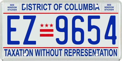 DC license plate EZ9654