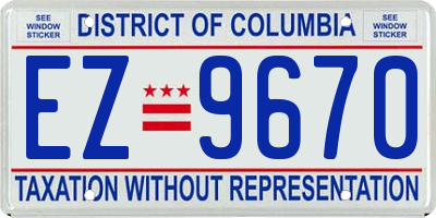 DC license plate EZ9670