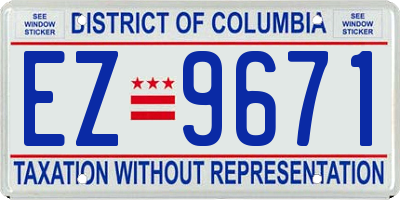 DC license plate EZ9671