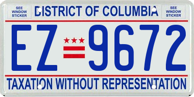 DC license plate EZ9672