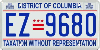 DC license plate EZ9680