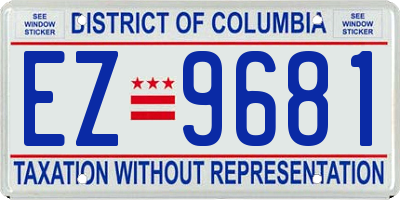 DC license plate EZ9681