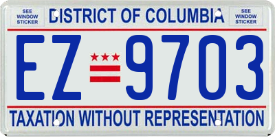 DC license plate EZ9703