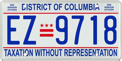 DC license plate EZ9718