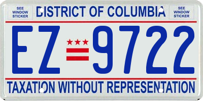 DC license plate EZ9722