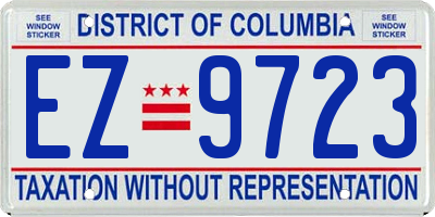 DC license plate EZ9723