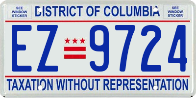 DC license plate EZ9724