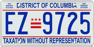 DC license plate EZ9725