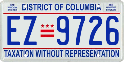 DC license plate EZ9726