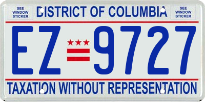 DC license plate EZ9727