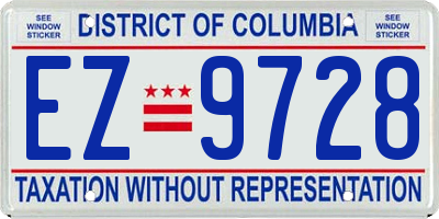 DC license plate EZ9728