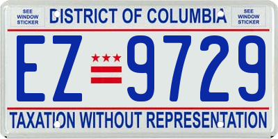 DC license plate EZ9729