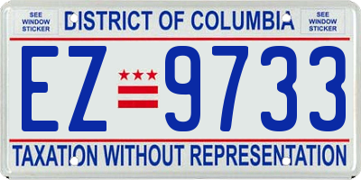 DC license plate EZ9733