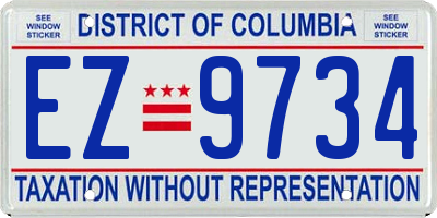 DC license plate EZ9734