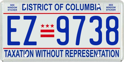 DC license plate EZ9738