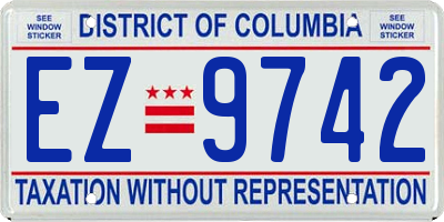 DC license plate EZ9742