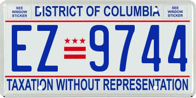 DC license plate EZ9744