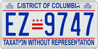 DC license plate EZ9747