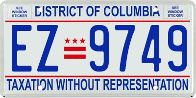 DC license plate EZ9749