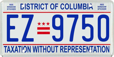 DC license plate EZ9750