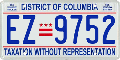 DC license plate EZ9752