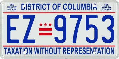 DC license plate EZ9753