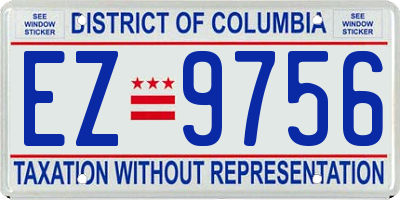 DC license plate EZ9756