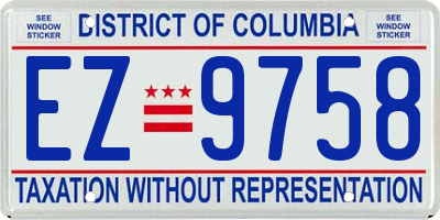 DC license plate EZ9758