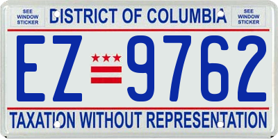 DC license plate EZ9762