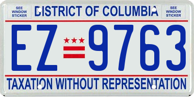 DC license plate EZ9763