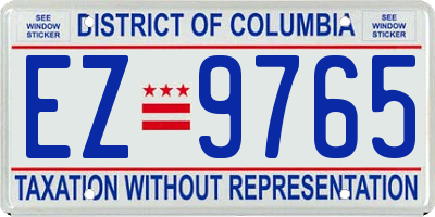 DC license plate EZ9765