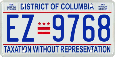 DC license plate EZ9768