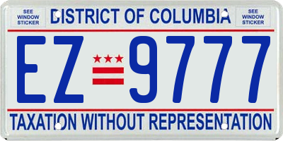 DC license plate EZ9777