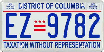 DC license plate EZ9782